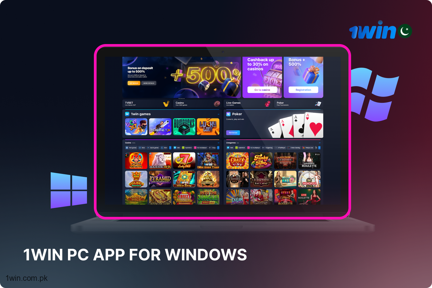 Gamers in Pakistan can upgrade their betting and gaming experience by downloading the PC version of the 1win app.