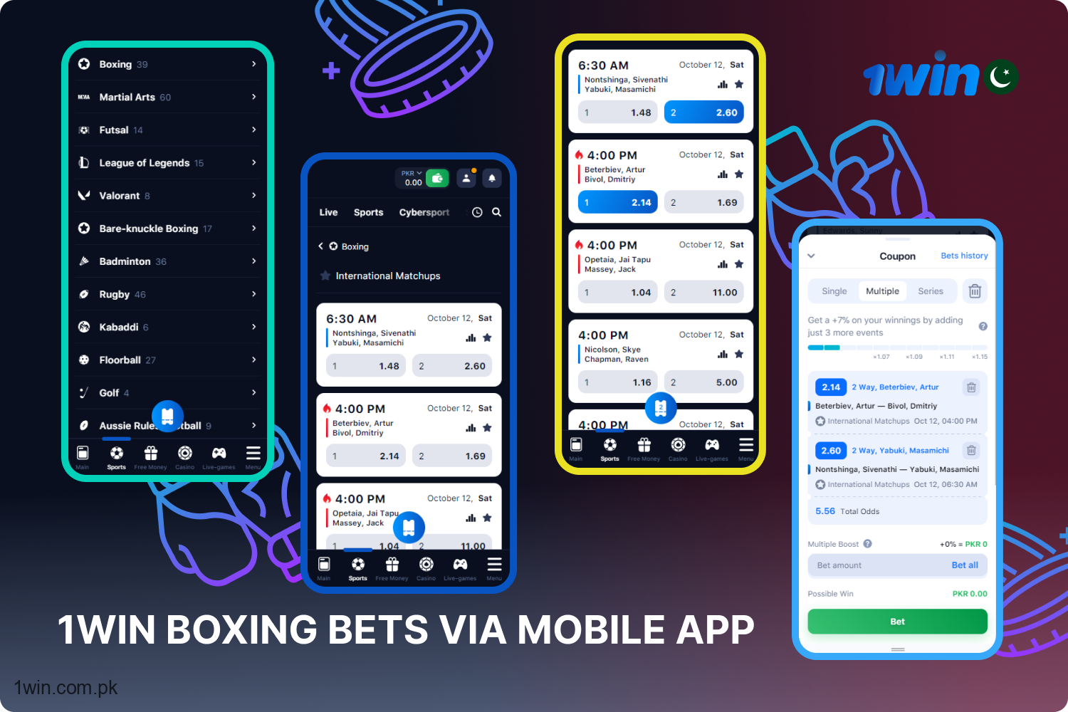Bettors in Pakistan interested in boxing can download the mobile app free of charge from the 1win website.