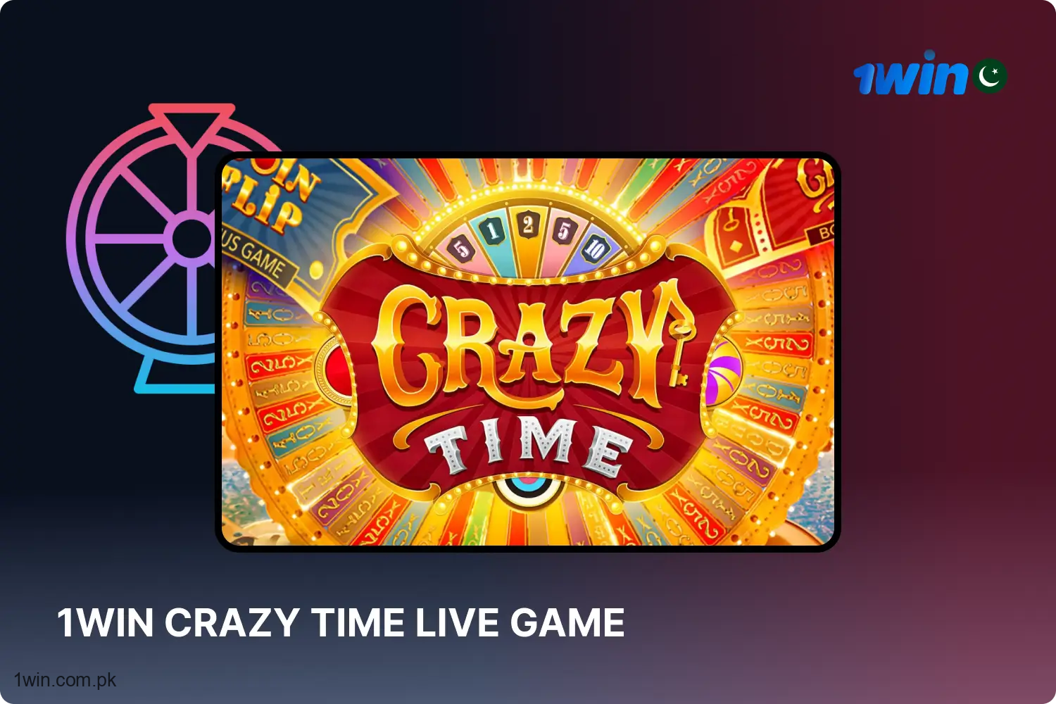 Players in Pakistan can engage with the exciting live dealer game show Crazy Time by accessing it through the 1win website or mobile application.