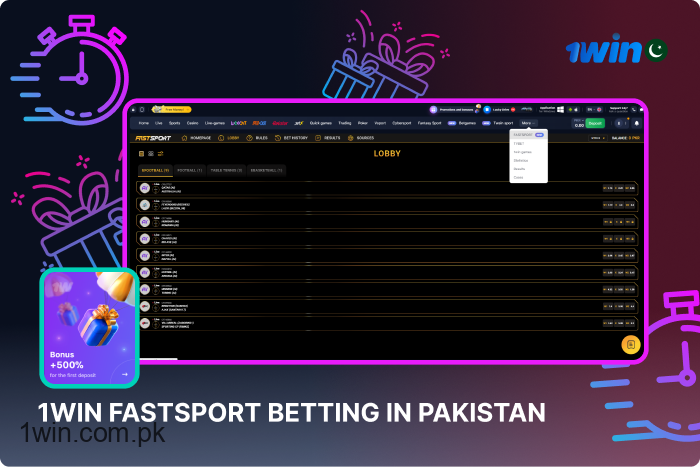Fastsport betting represents a modern and engaging entertainment option offered by 1win in Pakistan.