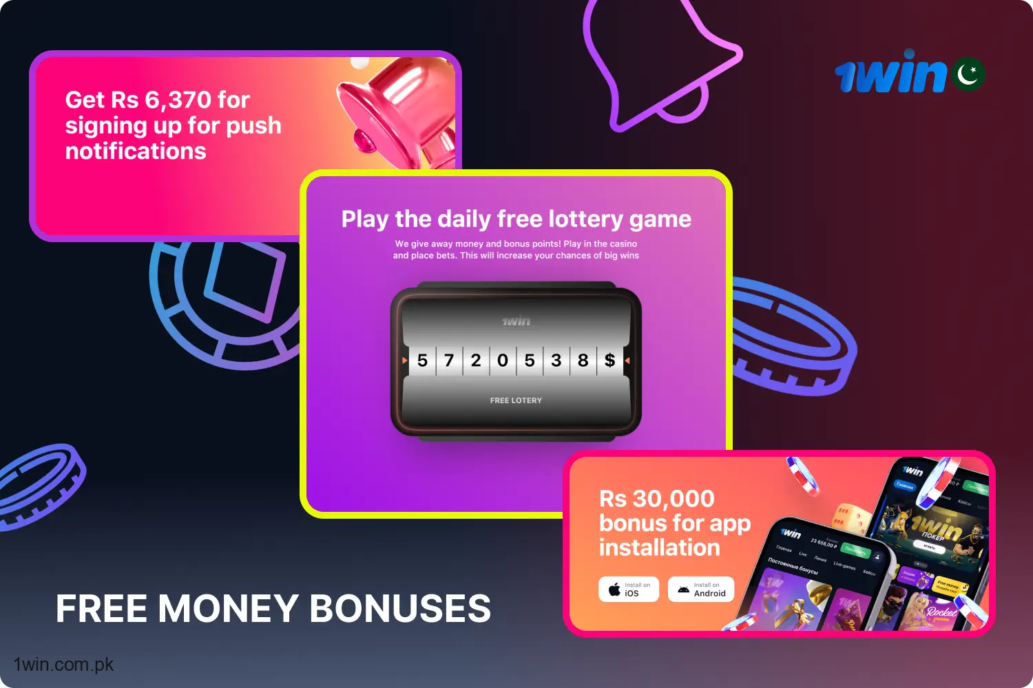 The 1win platform grants its users several appealing bonuses for free money.