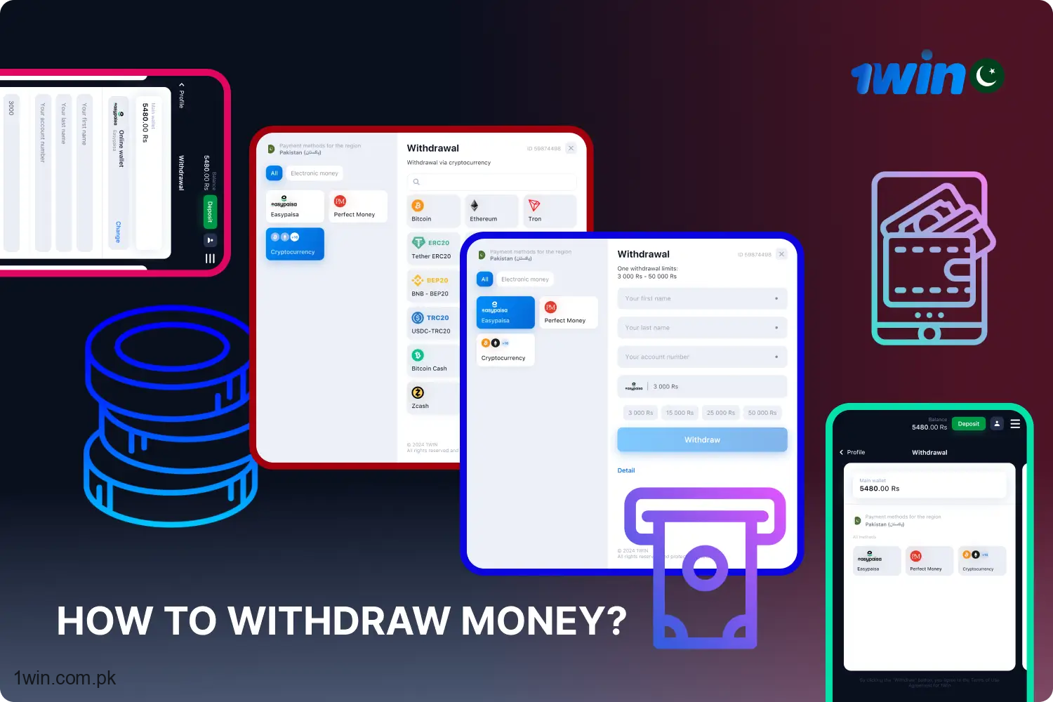 Users of the 1win platform in Pakistan have the convenience of swiftly and easily withdrawing their winnings using any of the available payment methods.