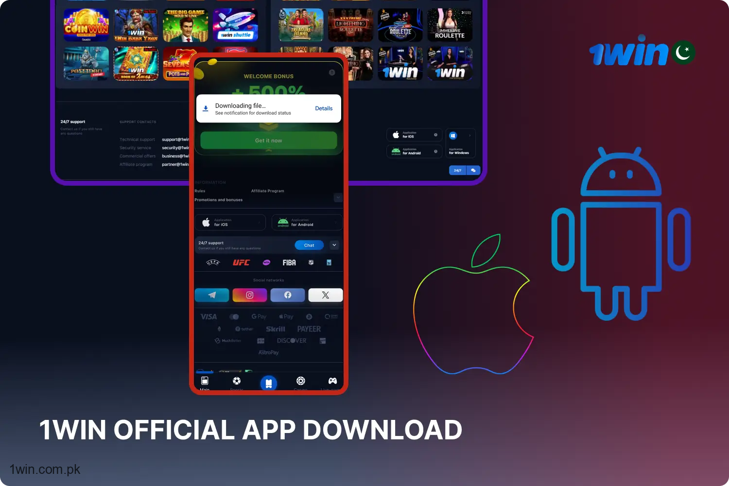 Players in Pakistan can download the 1win mobile app for both Android and iOS, allowing them to enjoy casino games and place sports bets conveniently from anywhere.