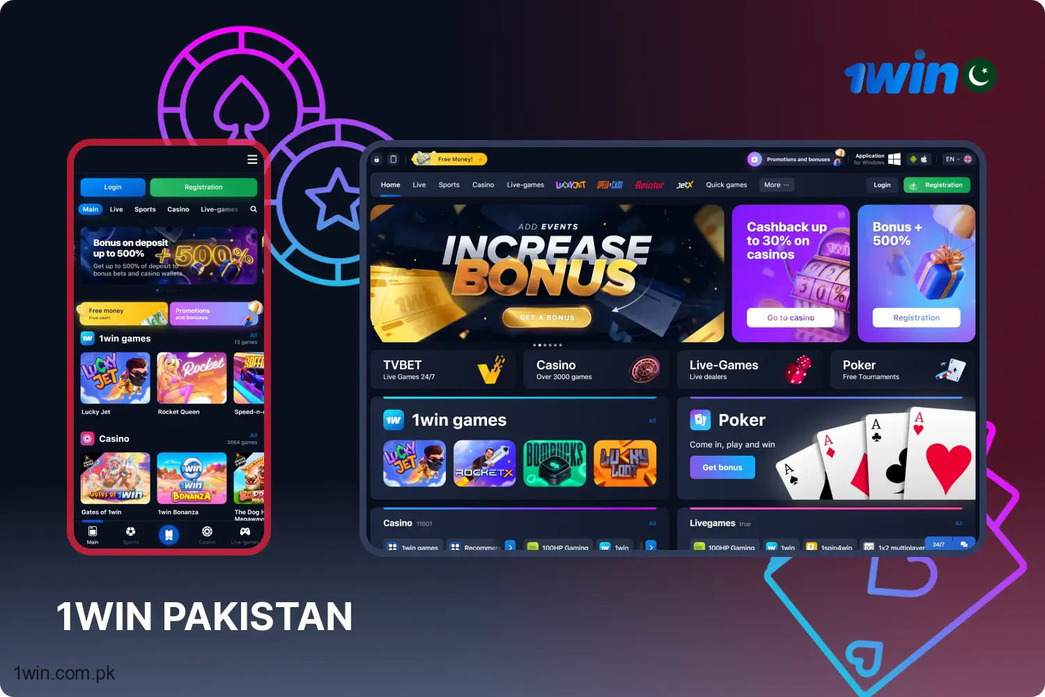 1win Pakistan offers its users an extensive array of casino games and sports betting options, ensuring enjoyable bonuses and an excellent gaming experience.
