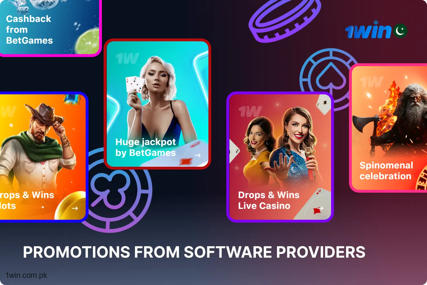 1win provides its users in Pakistan not only its bonuses to enrich their gaming experience but also special promotions from software providers.