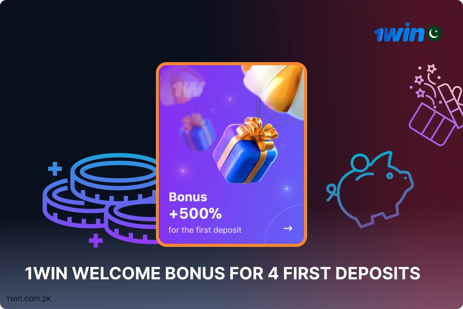 Players at 1win Casino can enjoy welcome bonuses when making their first four deposits.