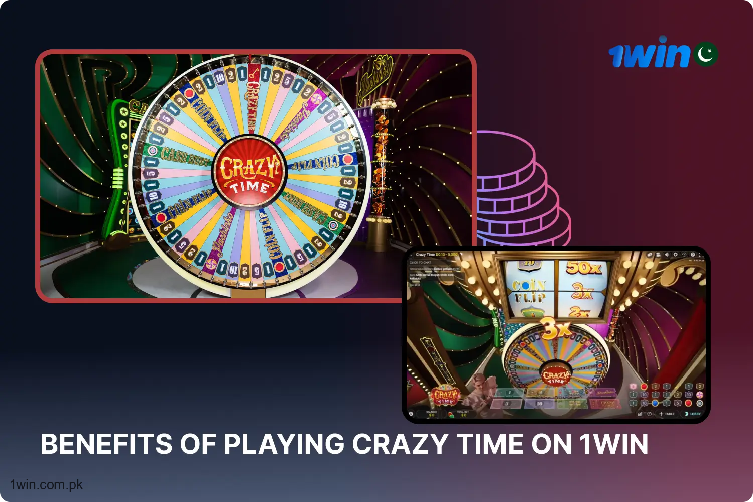 Gamblers in Pakistan are invited to dive into Crazy Time and make the most of its features at the 1win casino.
