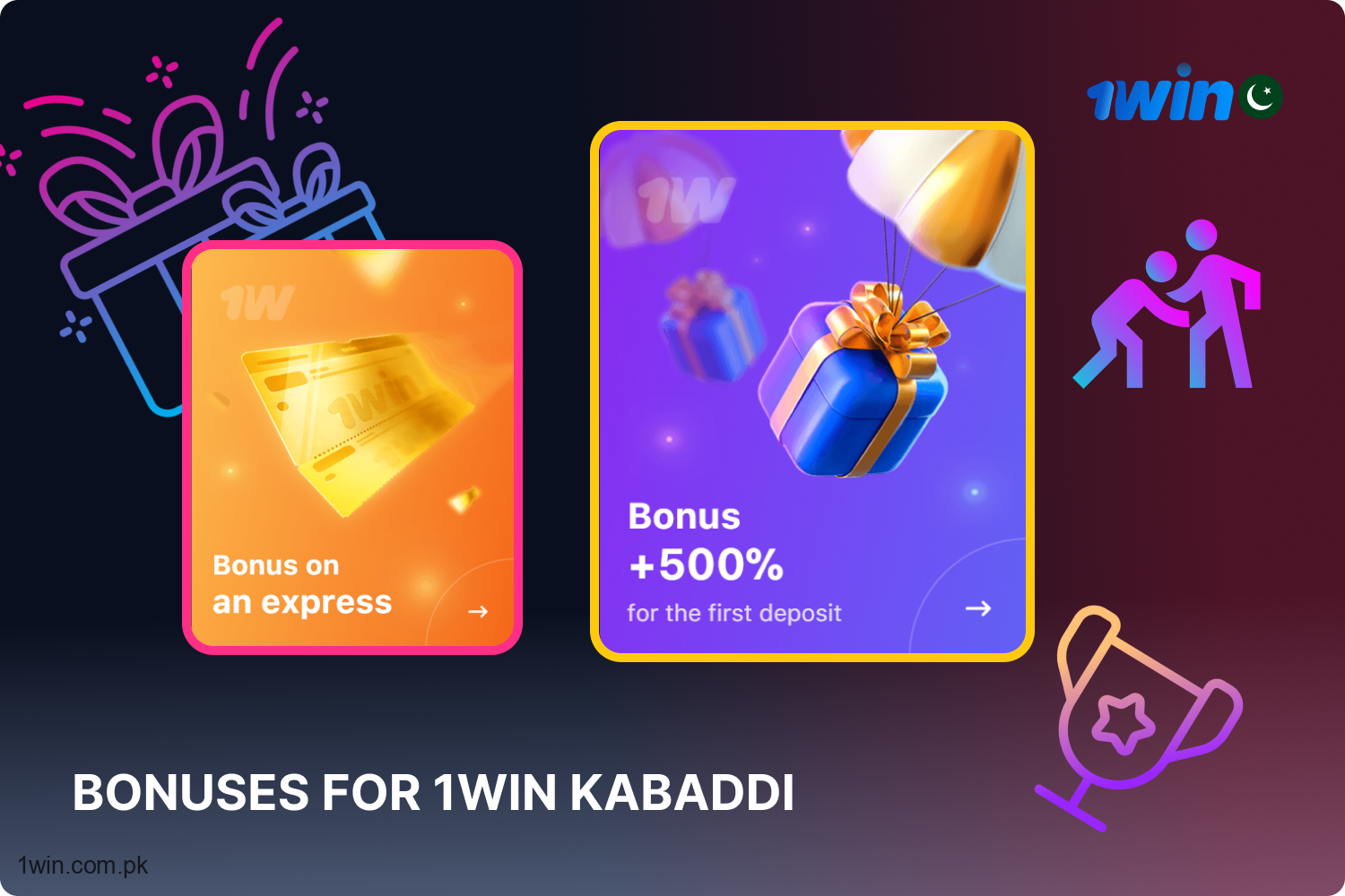 Pakistani Kabaddi bettors can also take advantage of several bonuses offered by 1win.