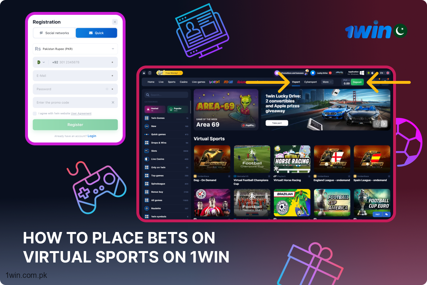To engage in virtual sports betting with 1win, players based in Pakistan first need to sign up and finance their accounts.