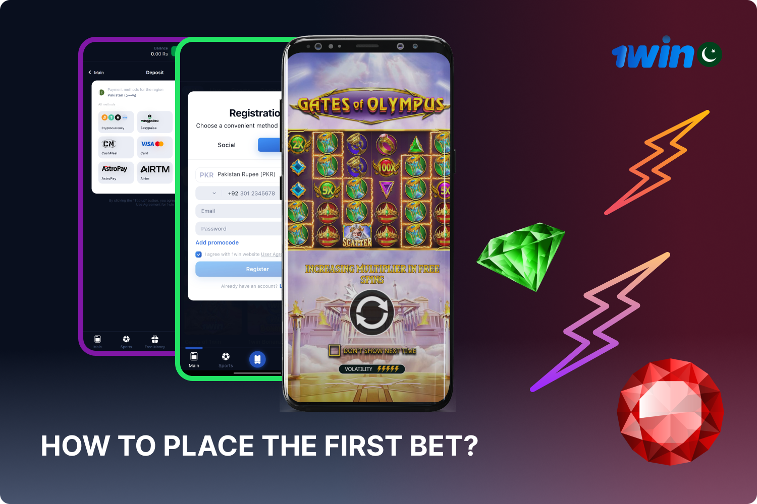 Players in Pakistan are required to register and make a deposit before they can enjoy the 1win Gates of Olympus.