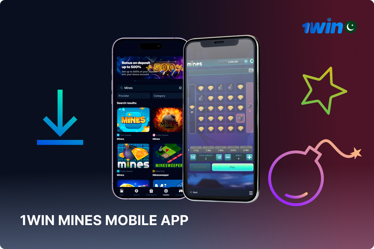 Pakistani users can also download the Mines Pro 1win app for mobile devices.