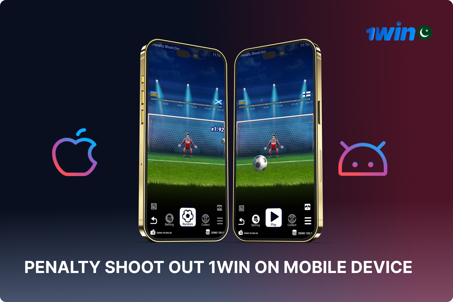 Players in Pakistan can access Penalty Shoot-Out by using the 1win mobile app.